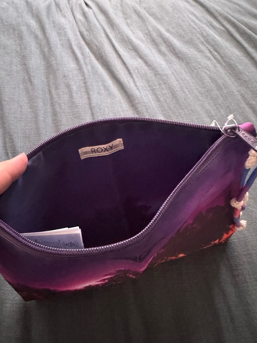 ROXY BYE BYE BABY Tropical Sunset Pouch Bag - Purple, Pink, Orange - Picture 3 of 6